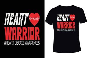 guerreiro do coração, modelo de design de camiseta de conscientização de doenças cardíacas vetor