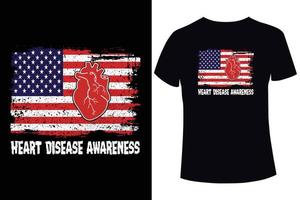 modelo de design de camiseta de conscientização de doenças cardíacas vetor