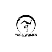 vetor de ícone de logotipo de mulheres de ioga isolado