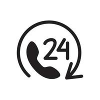 ícone de serviço telefônico 24 horas. sinal e símbolo do call center. vetor