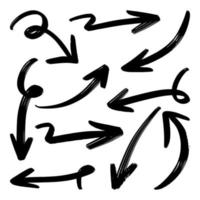 conjunto de setas vetoriais desenhadas à mão doodle em fundo branco. ilustração vetorial de elemento de design vetor