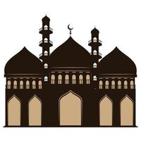 fachada de silhueta de mesquita muçulmana vetor