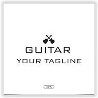 logotipo de guitarra plana simples vetor de modelo elegante premium eps 10