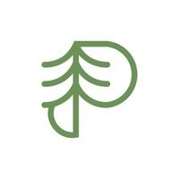 design de logotipo de vetor de árvore com a letra p