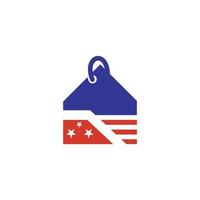 design de logotipo abstrato de vetor de bandeira americana
