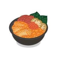 tigela de sashimi comida japonesa. ilustração vetorial vetor