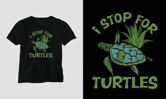 eu paro para modelo de camiseta de tartarugas vetor