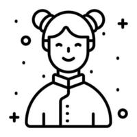 design de vetor de avatar de menina chinesa isolado no fundo branco