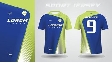 design de camisa esportiva de camiseta verde azul vetor