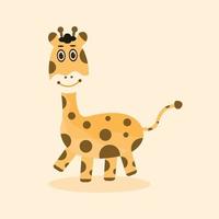 vetor de girafa fofo para crianças em fundo laranja claro