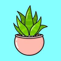 planta interna engraçada bonita. vetor mão desenhada ícone de ilustração de personagem kawaii dos desenhos animados. isolado no fundo azul. conceito de personagem de planta interna