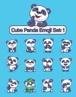 conjunto de personagens fofos de panda com emoticons diferentes vetor