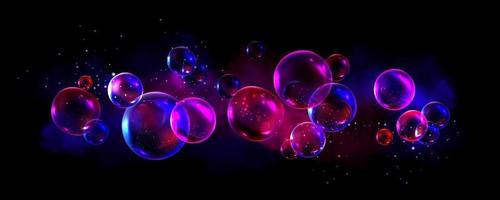 bolhas ou bolas de sabão de néon de fundo abstrato vetor