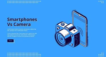 banner de competição de smartphones vs câmera vetor