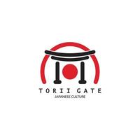 ícone de ilustração de logotipo simples de cultura tradicional japonesa de portão torii com conceito de vetor minimalista estético