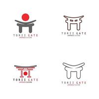 ícone de ilustração de logotipo simples de cultura tradicional japonesa de portão torii com conceito de vetor minimalista estético