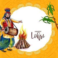 feliz lohri festival indiano design de cartão de saudação de celebração vetor