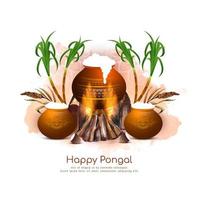 feliz festival religioso do sul da Índia de pongal fundo de saudação vetor