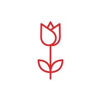 eps10 ícone de arte de linha abstrata de flor de tulipa de vetor vermelho ou logotipo isolado no fundo branco. símbolo de contorno de flor tulipa em um estilo moderno simples e moderno para o design do seu site e aplicativo móvel