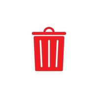 lixo de vetor vermelho eps10 ou ícone sólido de lata de lixo ou logotipo isolado no fundo branco. excluir ou descartar o símbolo da cesta em um estilo moderno simples e moderno para o design do seu site e aplicativo móvel