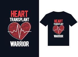 ilustrações de guerreiro de transplante de coração para design de camisetas prontas para impressão vetor