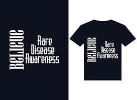 acredite em ilustrações de conscientização sobre doenças raras para design de camisetas prontas para impressão vetor