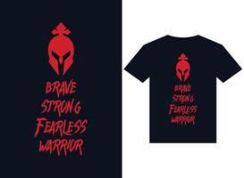 ilustrações de guerreiros corajosos e destemidos para design de camisetas prontas para impressão vetor