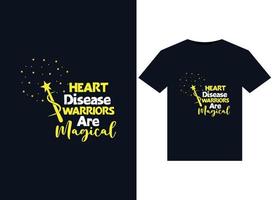 guerreiros de doenças cardíacas são ilustrações mágicas para design de camisetas prontas para impressão vetor