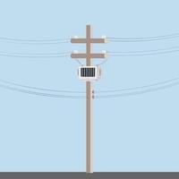 distribuição de energia em poste de concreto com ilustração vetorial de fios elétricos poste de energia da Tailândia vetor