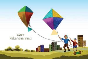 feliz makar sankranti pipas coloridas para o festival de fundo da índia vetor