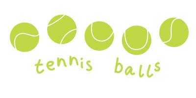 ilustração vetorial plana em estilo infantil. bolas de tênis diferentes desenhadas à mão vetor