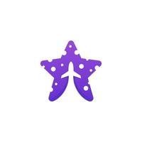 vôo estrela logotipo de viagem de avião de polkadot roxo vetor
