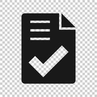 ícone de lista de verificação de documento em estilo simples. relatório de ilustração vetorial sobre fundo branco isolado. conceito de negócio de folha de papel. vetor