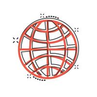 ícone do planeta Terra em estilo cômico. ilustração em vetor globo geográfica dos desenhos animados em fundo branco isolado. conceito de negócio de efeito de respingo de comunicação global.