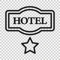 ícone do signo de 1 estrela do hotel em estilo plano. ilustração em vetor pousada em fundo branco isolado. conceito de negócio de informação de quarto de albergue.