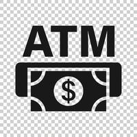 ícone atm de dinheiro em estilo simples. trocar ilustração vetorial de dinheiro no fundo branco isolado. conceito de negócio de nota de banco. vetor