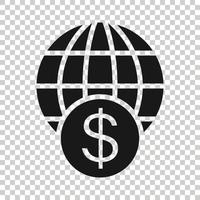ícone de negócios globais em estilo simples. ilustração em vetor transação de dinheiro em fundo branco isolado. conceito de negócio de segurança de contas de notas.