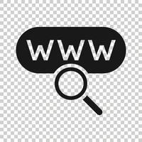 ícone de pesquisa global em estilo simples. ilustração em vetor endereço de site em fundo branco isolado. www conceito de negócio de rede.
