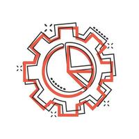 ícone de gráfico de fluxo de trabalho em estilo cômico. engrenagem com ilustração em vetor diagrama dos desenhos animados sobre fundo branco isolado. conceito de negócio de efeito de respingo de organização de processo.