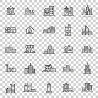 ícone de construção definido em estilo simples. ilustração em vetor apartamento cidade arranha-céu no fundo branco isolado. conceito de negócio de torre de cidade.