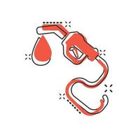 ícone da bomba de combustível em estilo cômico. ilustração em vetor sinal dos desenhos animados posto de gasolina no fundo branco isolado. conceito de negócio de efeito de respingo de gasolina.