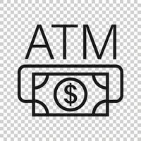 ícone atm de dinheiro em estilo simples. trocar ilustração vetorial de dinheiro no fundo branco isolado. conceito de negócio de nota de banco. vetor