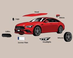 ícones de manutenção de autopeças. ilustração vetorial. cartazes de infográfico de serviço de carro vetor definido com mecânico profissional de homem, processo de reparação de peças de carro