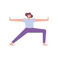 mulher alta praticando yoga vetor