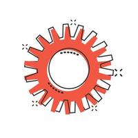 ícone de vetor de engrenagem em estilo cômico. ilustração dos desenhos animados roda dentada em fundo branco isolado. conceito de negócio de efeito de respingo de roda dentada.