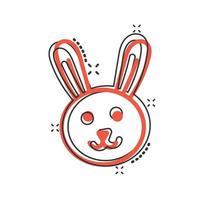 ícone de coelho em estilo cômico. ilustração em vetor coelho dos desenhos animados em fundo branco isolado. feliz conceito de negócio de efeito de respingo de páscoa.