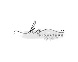 monograma de beleza kv inicial e design de logotipo elegante, logotipo de caligrafia da assinatura inicial, casamento, moda, floral e botânico com modelo criativo. vetor
