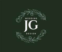 jg letras iniciais coleção de logotipos de monograma de casamento, modelos modernos minimalistas e florais desenhados à mão para cartões de convite, salve a data, identidade elegante para restaurante, boutique, café em vetor