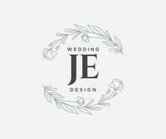 je letras iniciais coleção de logotipos de monograma de casamento, modelos modernos minimalistas e florais desenhados à mão para cartões de convite, salve a data, identidade elegante para restaurante, boutique, café em vetor