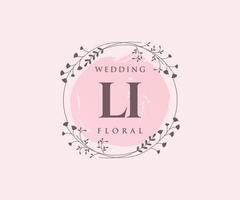 li letras iniciais modelo de logotipos de monograma de casamento, modelos minimalistas e florais modernos desenhados à mão para cartões de convite, salve a data, identidade elegante. vetor